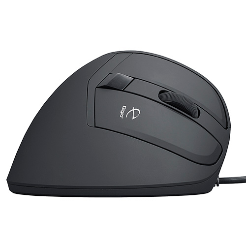 ナカバヤシ 有線 静音5ボタン Blue LEDエルゴノミクスマウス【MUS-UKF208】ブラック