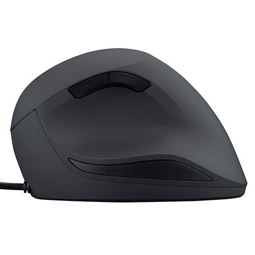 ナカバヤシ 有線 静音5ボタン Blue LEDエルゴノミクスマウス【MUS-UKF208】ブラック