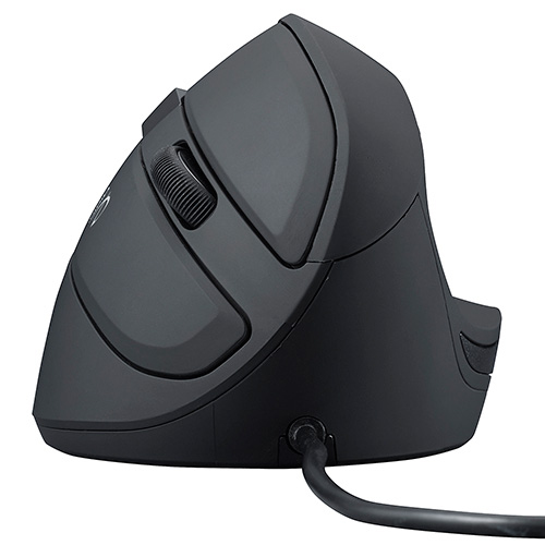 ナカバヤシ 有線 静音5ボタン Blue LEDエルゴノミクスマウス【MUS-UKF208】ブラック