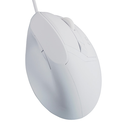 ナカバヤシ 有線 静音5ボタン Blue LEDエルゴノミクスマウス【MUS-UKF208】ホワイト