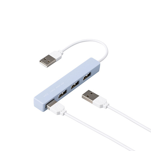 ナカバヤシ w/U USB2.0 4ポート変換ハブ パウダーブルー WU-UH2594B (tm)