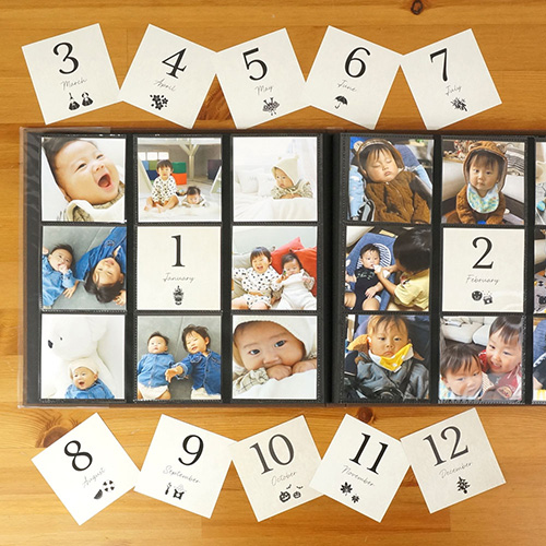 【WEB限定品】アルバム マンスリー デザイン ポケットカード ましかく判 15枚入り IT-DPCM-SQ-01 ワンポイント