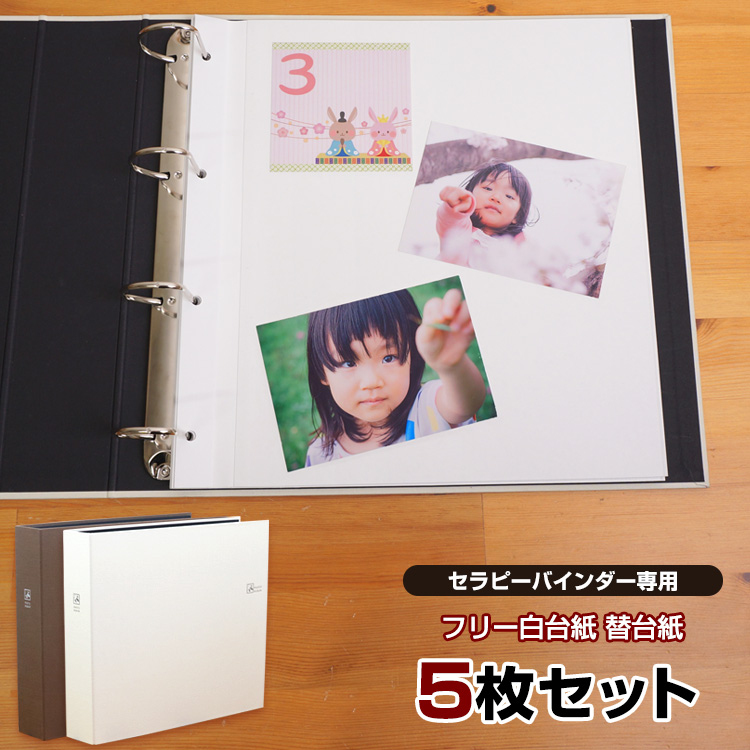 【WEB限定品】ナカバヤシ セラピーカラー バインダーアルバム(TCPK-LY) 専用 替台紙 リフィル フリー白台紙 5枚セット ア-SIT-5