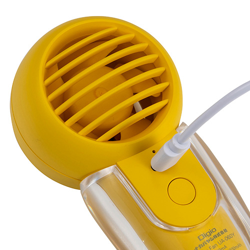 ナカバヤシ USB充電式ハンディファン/イエロー UA-060Y