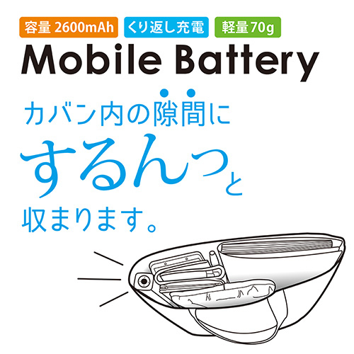 ナカバヤシ モバイルバッテリー 2600mAh【MB-0158シリーズ】ホワイト MB-0158W (tm)