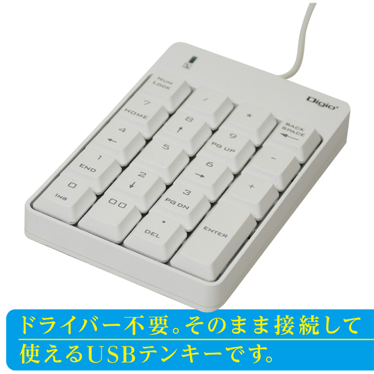 ナカバヤシ シンプルUSB有線テンキーボード/ホワイト TNK-SU234W (tm)