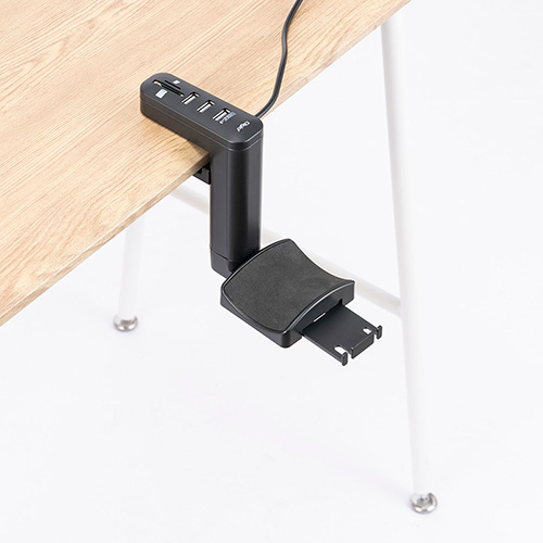 ナカバヤシ USB2.0 3ポートハブ+SD microSDカードリーダー /ライター付きヘッドホンフック HPH-002BK (tm)