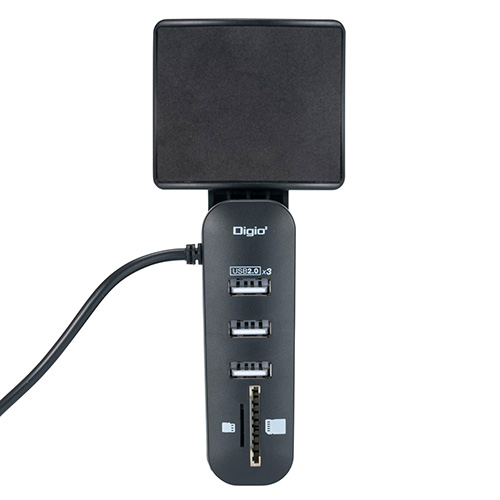ナカバヤシ USB2.0 3ポートハブ+SD microSDカードリーダー /ライター付きヘッドホンフック HPH-002BK (tm)