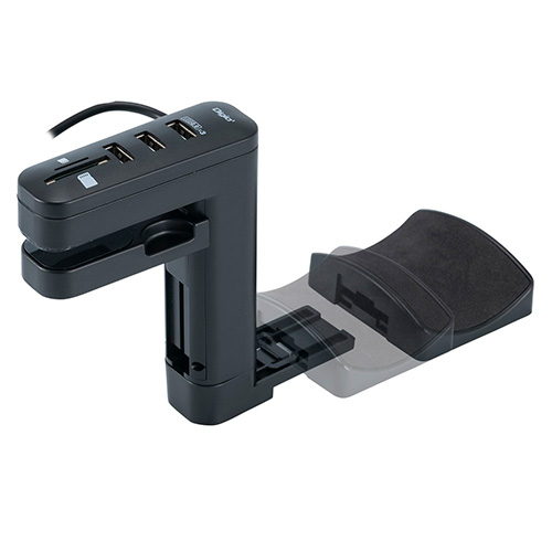 ナカバヤシ USB2.0 3ポートハブ+SD microSDカードリーダー /ライター付きヘッドホンフック HPH-002BK (tm)