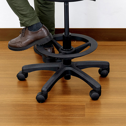 ナカバヤシ ラウンドOAチェア ハイタイプ 足置きリング付き/ブラック RZR-113BK (tm)