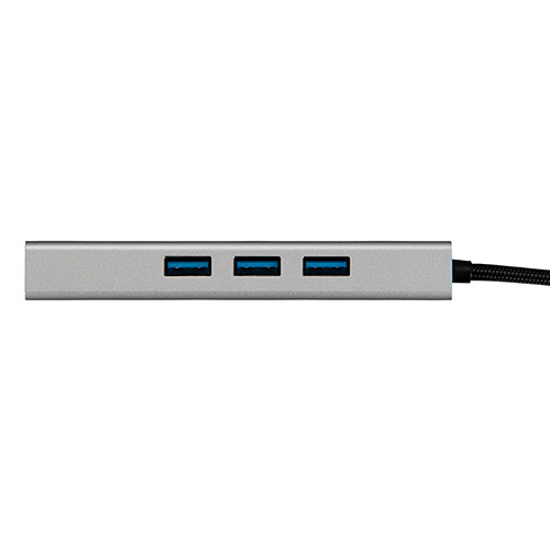 ナカバヤシ LANアダプタ付USB3.2Gen1Type-A 3ポートアルミハブ/シルバー UH-3L353SL (tm)
