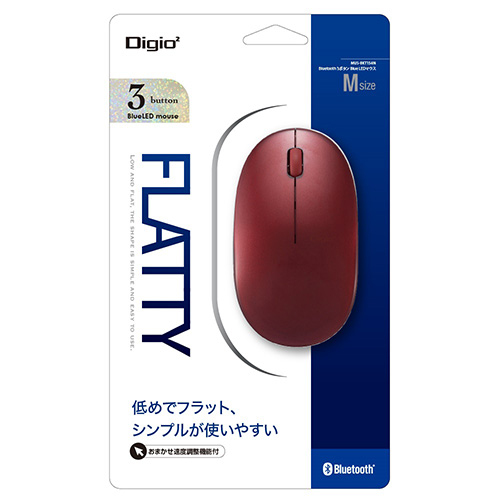 ナカバヤシ FLATTY【フラッティ】 Bluetooth 3ボタン BlueLEDマウス/レッド MUS-BKT154NR (tm)