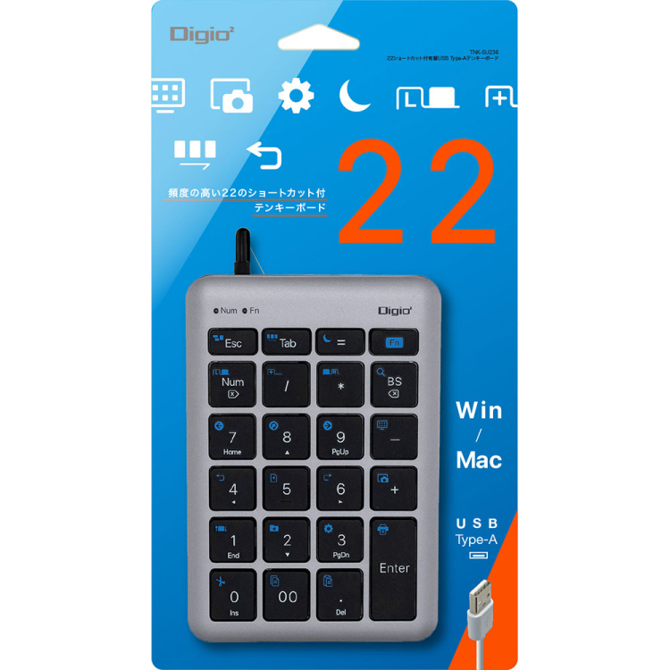 USB有線 Type-Aテンキー/グレーブラック TNK-SU236GYBK TNK-SU236GYBK(tm)