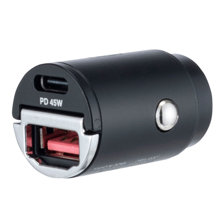 45W PD充電対応 Type-C1ポート+USB A1ポートカーチャージャー【JYU-DCU03】ブラック JYU-DCU03BK(tm)