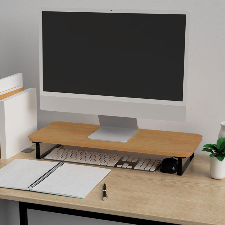 シンプルデスクトップラック 幅60cm/ オーク+ブラック FDR-6025KMBK