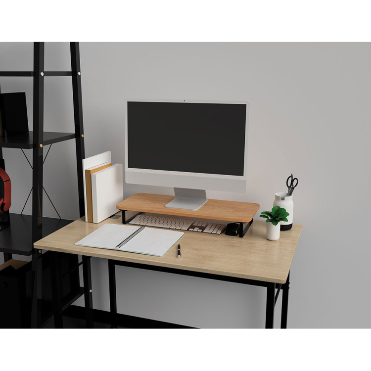 シンプルデスクトップラック 幅60cm/ オーク+ブラック FDR-6025KMBK