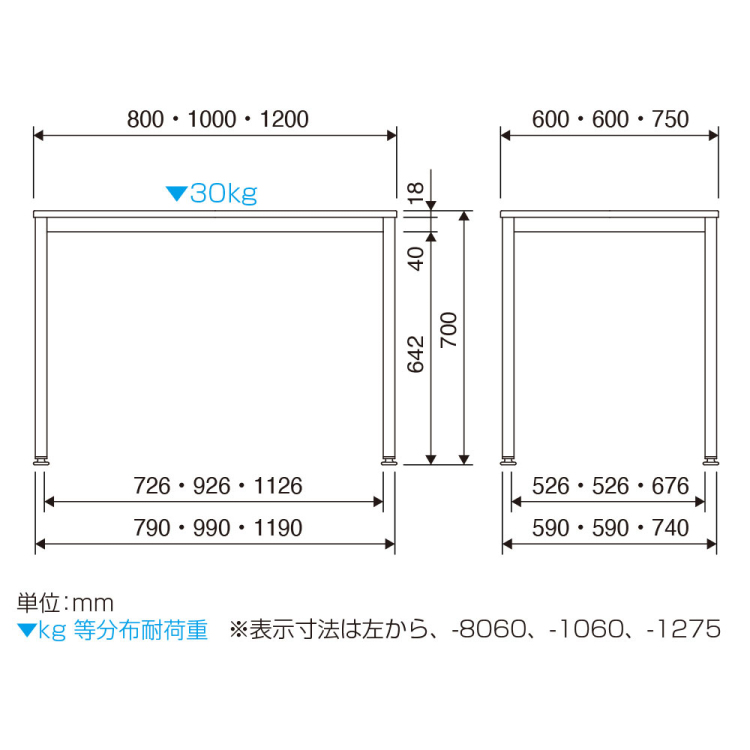 フラットテーブル80×60cm／オーク／ブラック　FDF-8060KMBK