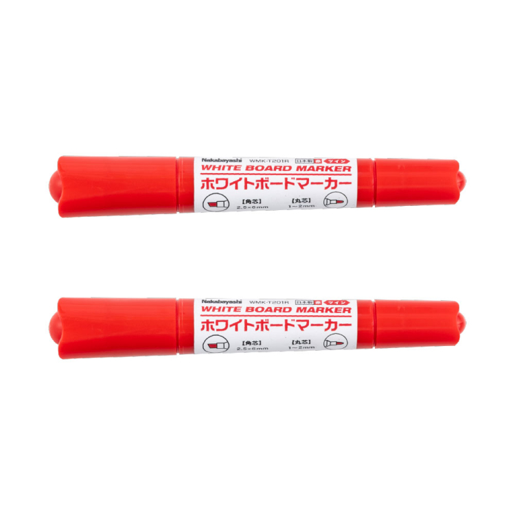 ホワイトボードマーカー ツイン 2本パック/赤 WMK-T202R