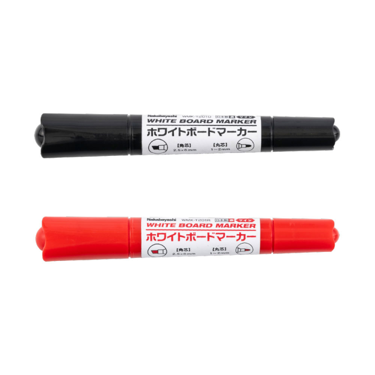 ホワイトボードマーカー ツイン 2本パック/黒赤 WMK-T202M