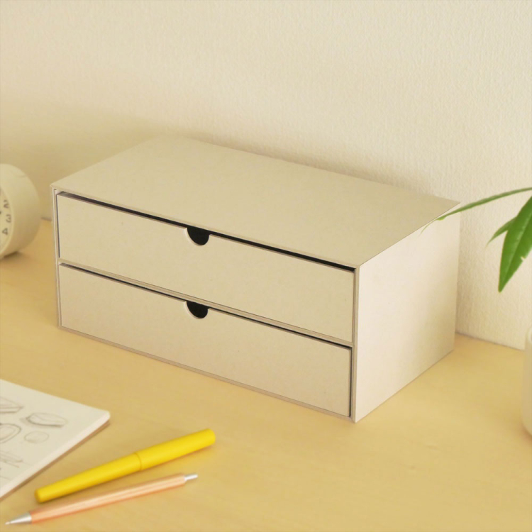 リトレイ　チェストワイド2段／ライトグレー　RTY-CW01LG