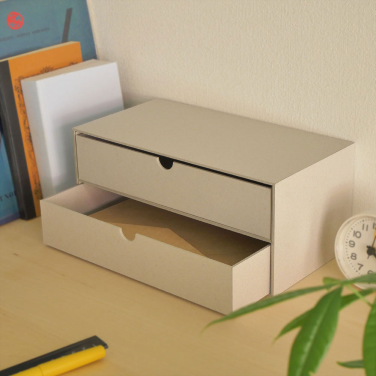 リトレイ　チェストワイド2段／ライトグレー　RTY-CW01LG