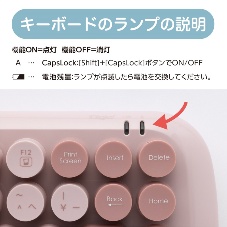 無線ラウンドキーキャップ キーボード/スモーキーピンク MK-03KBP(tm)