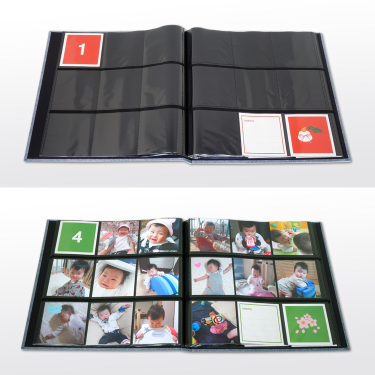 【WEB限定品】ましかく アルバム 大容量 9面ポケット ナカバヤシ マンスリーポケットアルバム スクエア判252枚収納 布表紙 3列×3段タイプ ア-MPASQ-BL ブルー