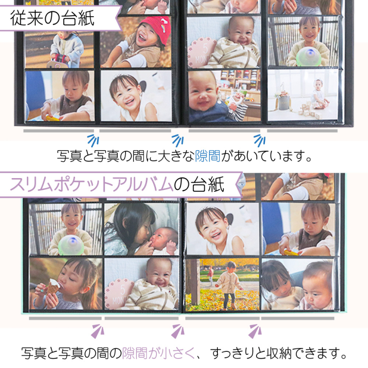 スリムポケット窓抜き表紙 SPAWシリーズ  L判 6面 168枚収納 SPAW-6L-168-PI