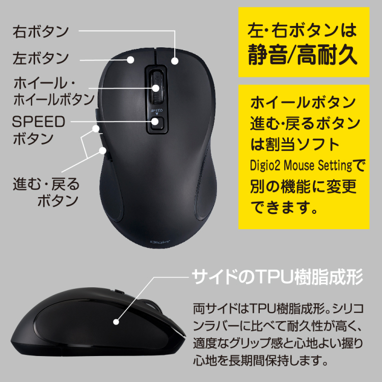 無線静音 5ボタン BlueLEDマウス/レッド MUS-RKF214R (tm)