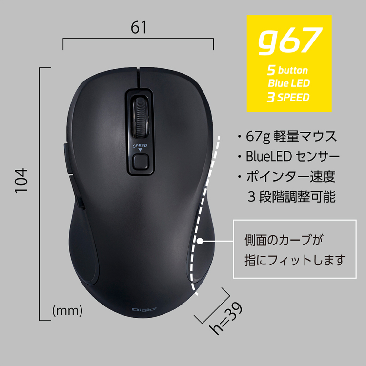 無線静音 5ボタン BlueLEDマウス/レッド MUS-RKF214R (tm)