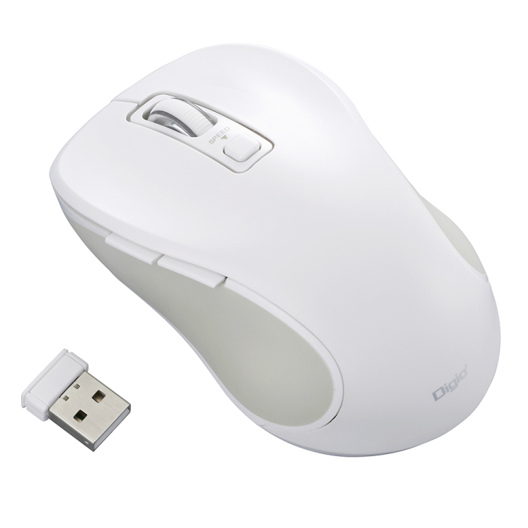 無線静音 5ボタン BlueLEDマウス/ホワイト MUS-RKF214W (tm)