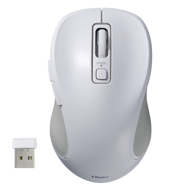 無線静音 5ボタン BlueLEDマウス/ホワイト MUS-RKF214W (tm)