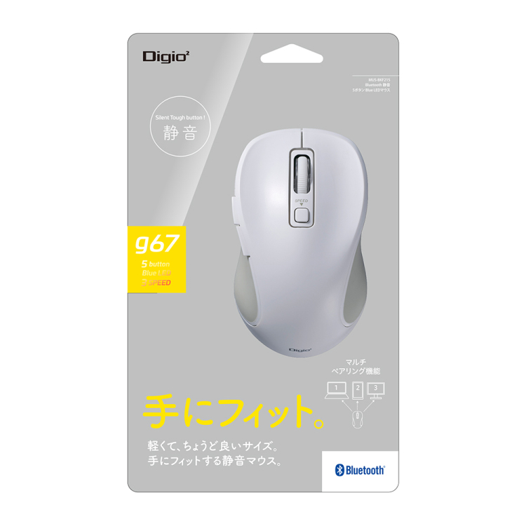 BT5静音 5ボタン BlueLEDマウス/ホワイト MUS-BKF215W (tm)