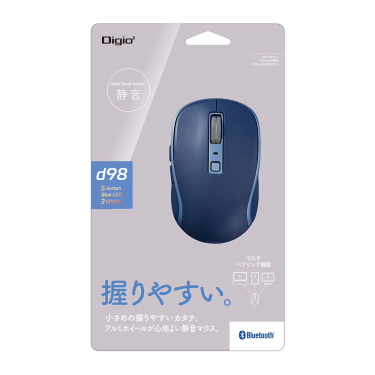 BT5静音 5ボタン BlueLEDマウス/ネイビー MUS-BKF217NB (tm)