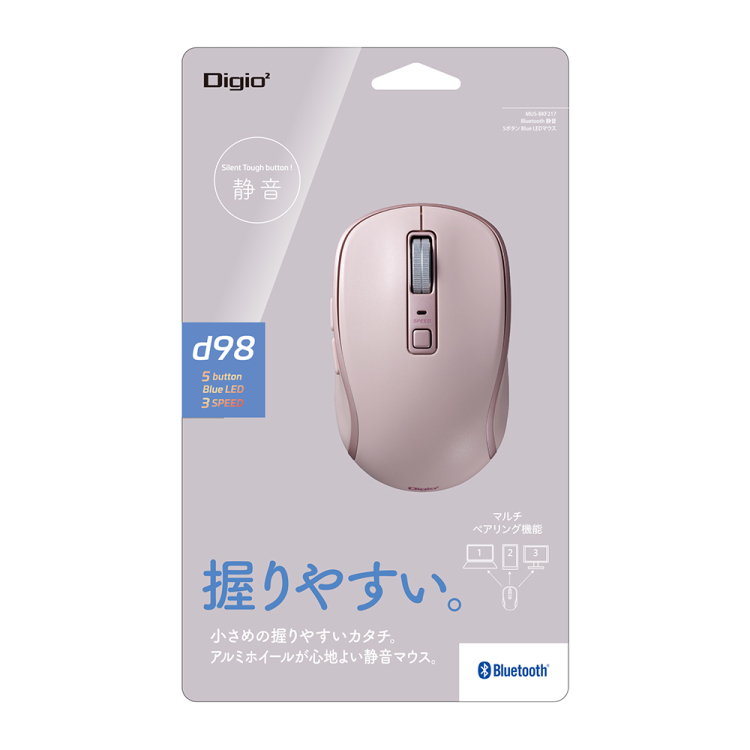 BT5静音 5ボタン BlueLEDマウス/ピンク MUS-BKF217P (tm)