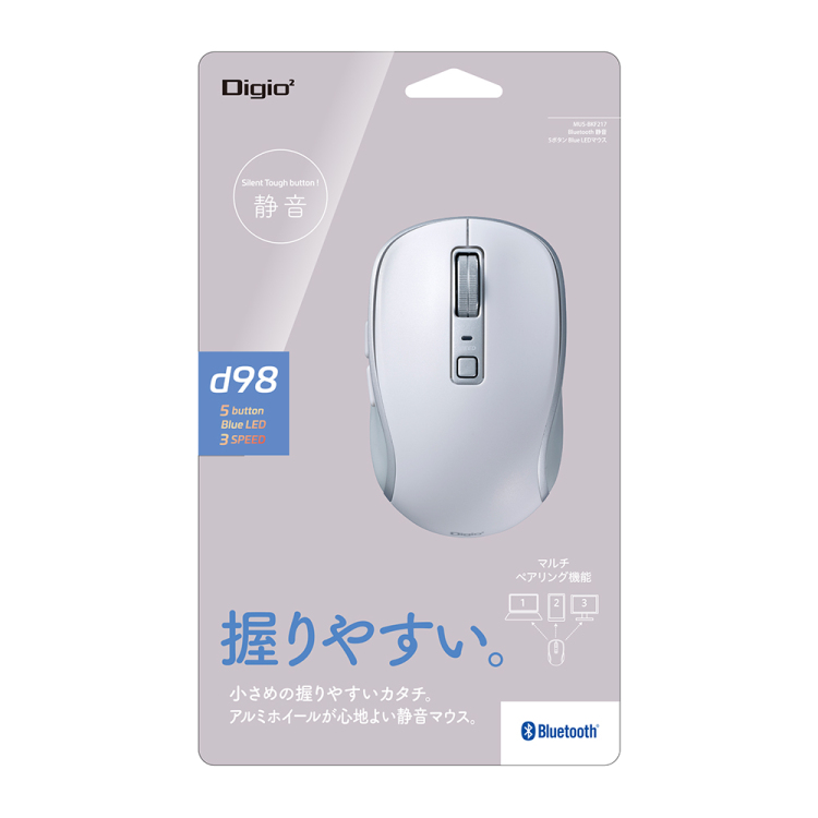 BT5静音 5ボタン BlueLEDマウス/ホワイト MUS-BKF217W (tm)