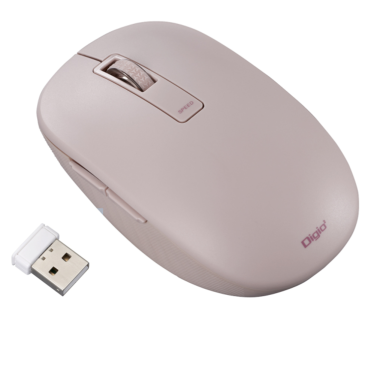 無線静音 5ボタン BlueLEDマウス/ピンク MUS-RKF218P (tm)