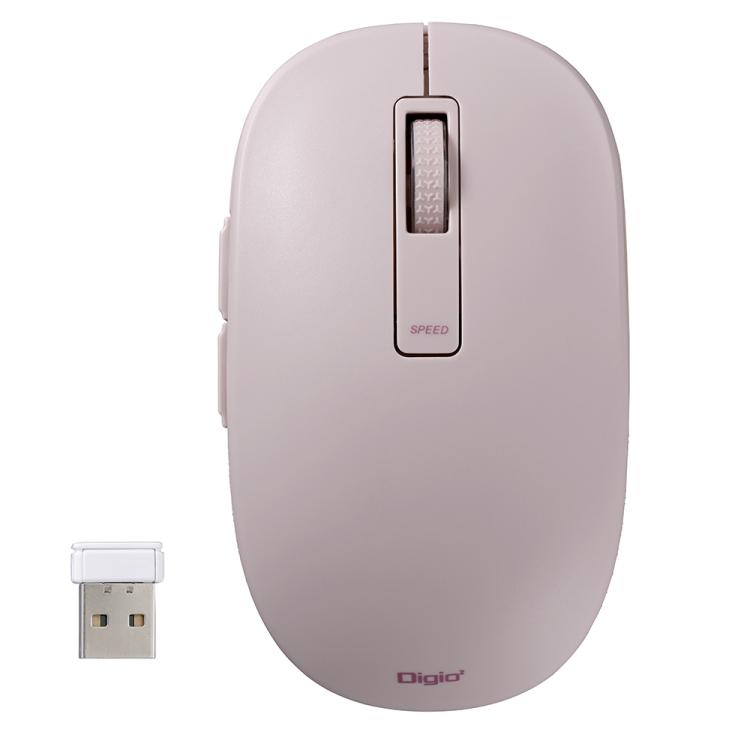 無線静音 5ボタン BlueLEDマウス/ピンク MUS-RKF218P (tm)