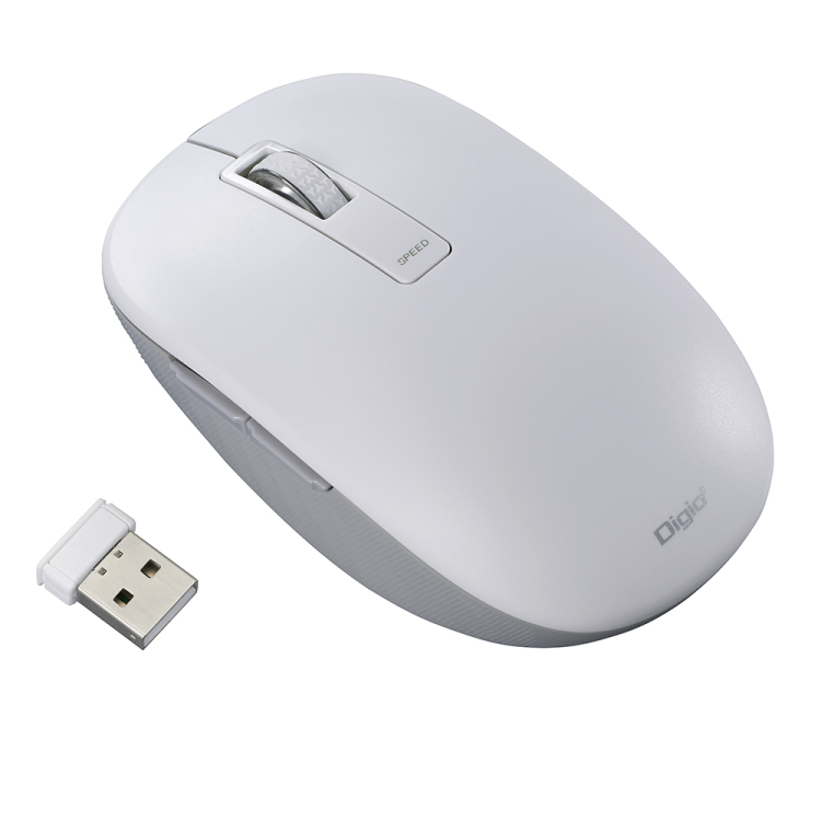 無線静音 5ボタン BlueLEDマウス/ホワイト MUS-RKF218W (tm)