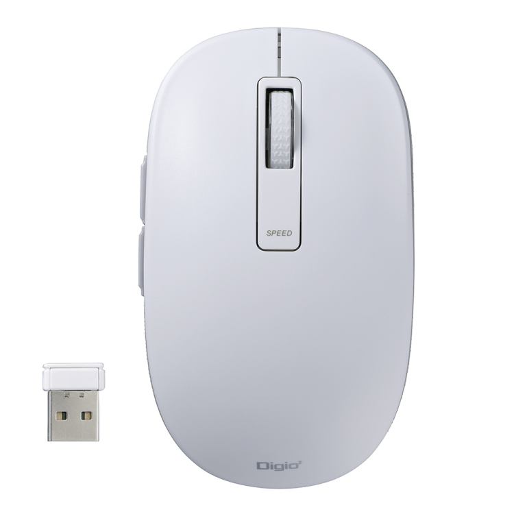 無線静音 5ボタン BlueLEDマウス/ホワイト MUS-RKF218W (tm)