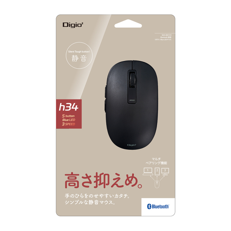 BT5静音 5ボタン BlueLEDマウス/ブラック MUS-BKF219BK (tm)