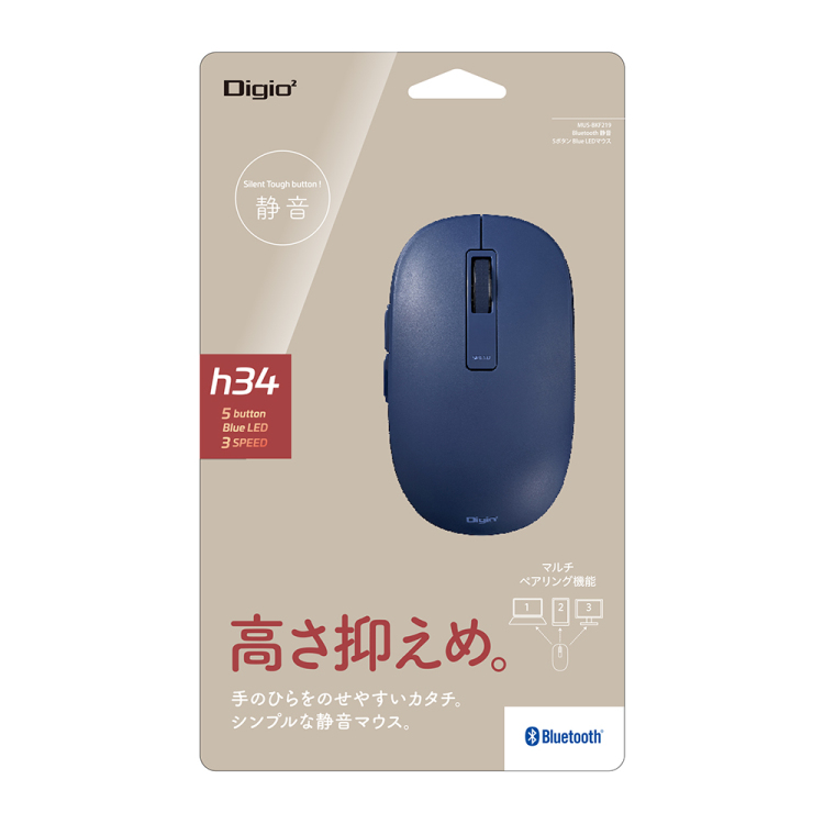 BT5静音 5ボタン BlueLEDマウス/ネイビー MUS-BKF219NB (tm)