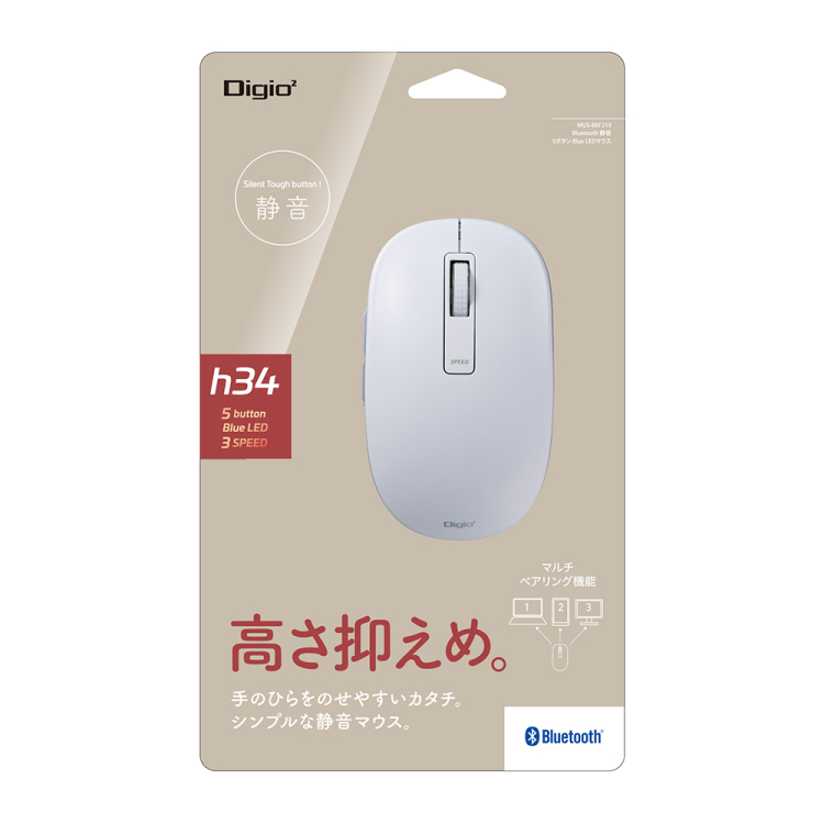 BT5静音 5ボタン BlueLEDマウス/ホワイト MUS-BKF219W (tm)