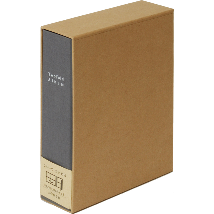 ポケットアルバム ナカバヤシ 折りたたみアルバム/布表紙/L判4面160枚 ア-TPL-161-N グレー