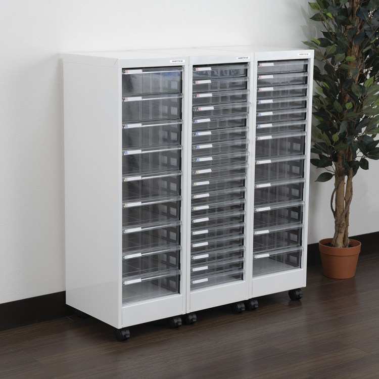 アバンテV2フロアケース キャスター付き 浅18段/シロ