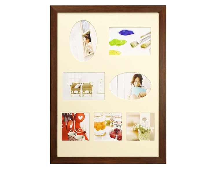 万丈　フォトフレームA3・多窓・A4兼用　ブラウン