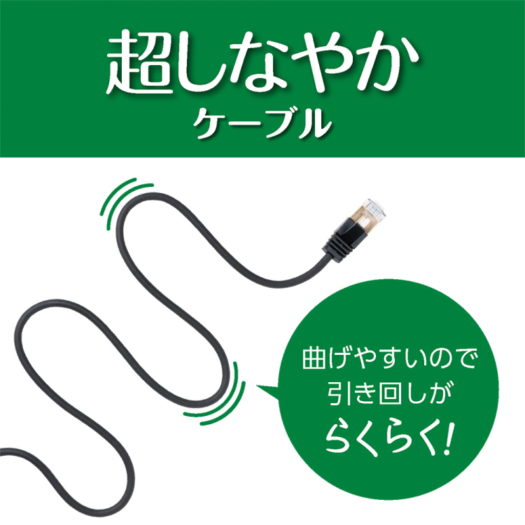 CAT.7 LANケーブル スリム 5m/黒 C7-S050BK