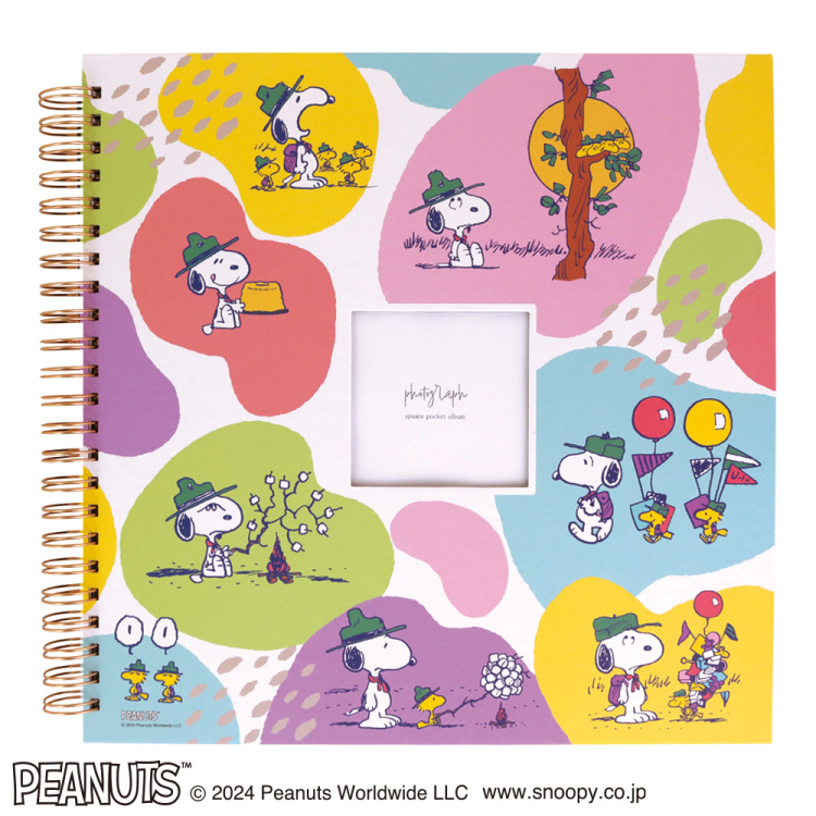 【WEB限定品】スヌーピー ピーナッツ ナカバヤシ 窓抜き リング式 ポケット 真四角 ましかく SQ アルバム WORA-SQ-378-PE1