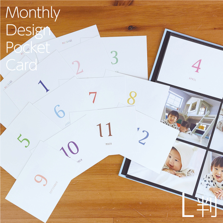 【WEB限定品】アルバム マンスリー デザイン ポケットカード L判 15枚入り IT-DPCM-L-07シンプル
