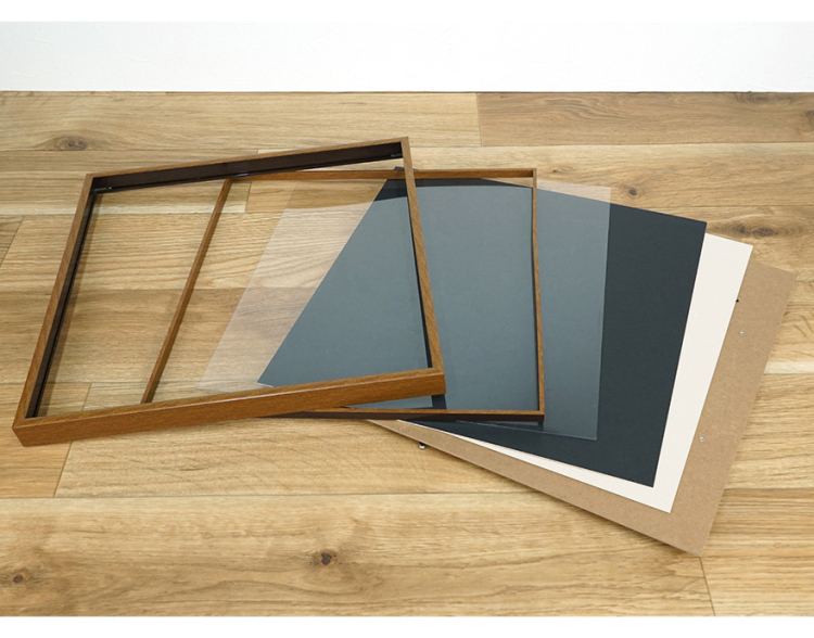 万丈　レコード前面飾れるフレーム（スタンド付き）BK